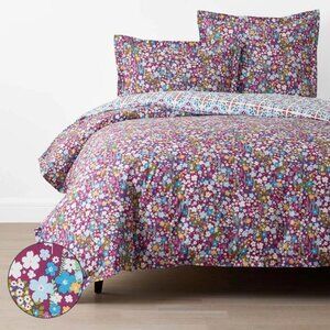 Idril Reversible Classic Cool Cotton Percale Duvet Cover - Magenta Pink, Full/Q